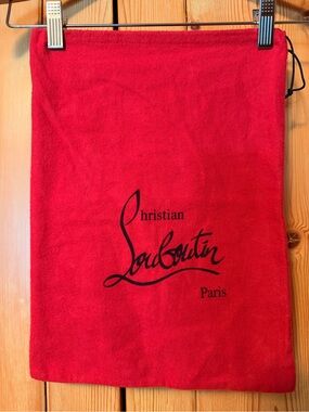 Christian Louboutin Red Velvet Dust Bag Drawstring Shoe Bag Authentic 15x11